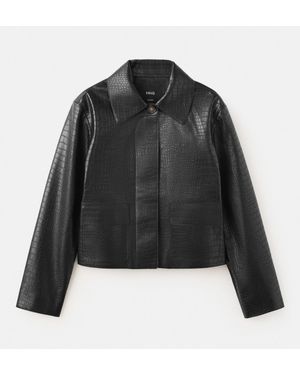 Mango Faux Leather Jacket - Black