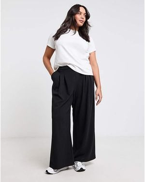 Simply Be Scuba Crepe Wide Leg Trousers - Blue