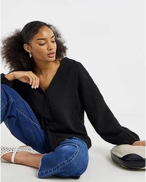 Simply Be Cheesecloth Boxy Shirt - Black