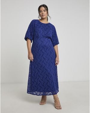 Joanna Hope Lace Dress With Puff Sleeves - Blue