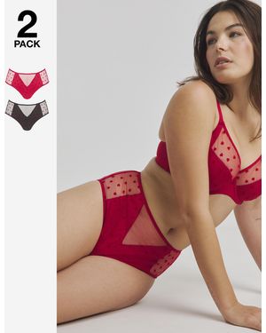 Pretty Secrets 2 Pack Hannah Heart Briefs - Red