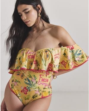 Figleaves Bardot Swimsuit - Yellow