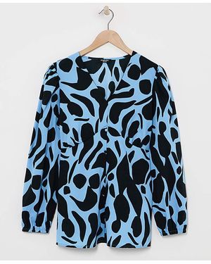 Simply Be Mock Button Blouse - Blue