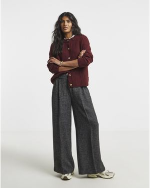 Simply Be Charcoal Premium Wide Leg Trouser - Black