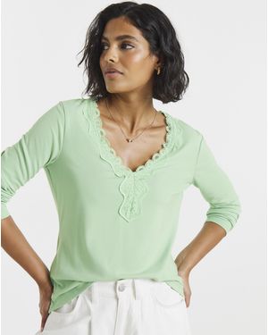 Simply Be Cosy Lace V Neck Long Sleeved - Green