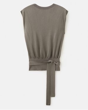 Mango Belted Knitted Waistcoat - Grey