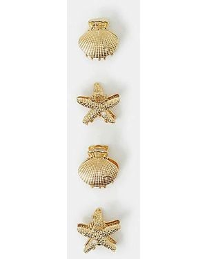 Accessorize 4-Pack Mini Shell Claw Clips - White