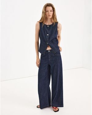 Mango Wide Leg Rinse-Wash Jeans - Blue