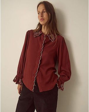 Monsoon Holly Embroidered Scallop Shirt