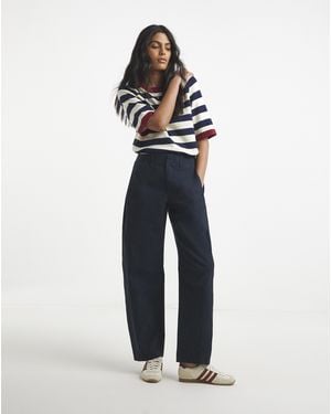 Simply Be Barrel Leg Trouser - Blue