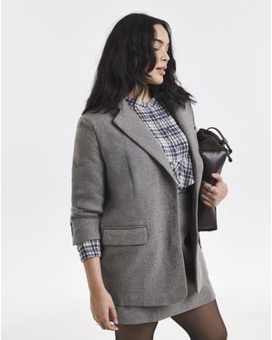 Simply Be Oversized Wool Look Blazer - Blue