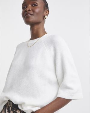 Simply Be Short Sleeve Boxy Knitted T-Shirt - White