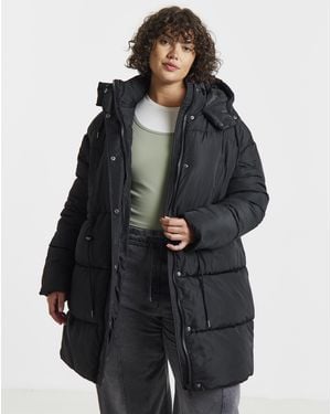 Simply Be Longline Padded Coat - Black