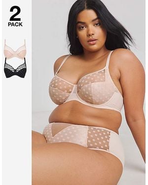 Pretty Secrets 2 Pack Hannah Everyday Spot Mesh Bras - Multicolour