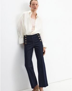 Mango Wide-Leg Jeans With Side Buttons - Blue
