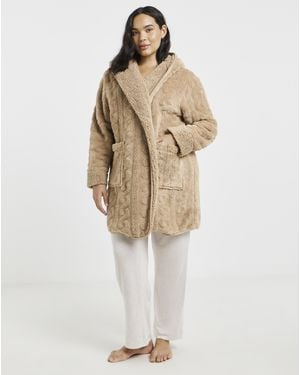 Pretty Secrets Cable Fleece Cardigan - Natural