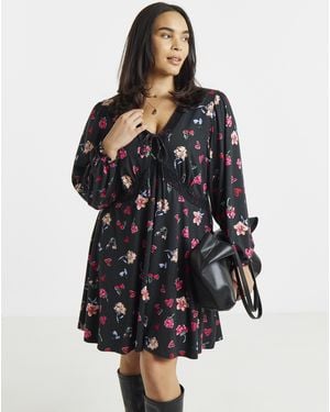 Simply Be Lace Trim Dress - Blue
