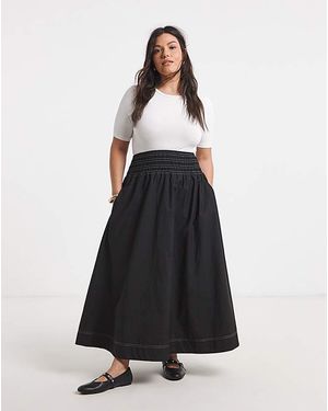 Simply Be Shirred Waist Skirt - Black