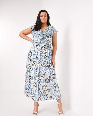Joanna Hope Frill Wrap Maxi Dress - Blue