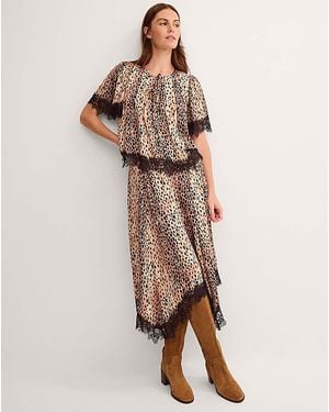 Monsoon Babette Leopard Print Midi Skirt - Natural