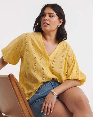 Simply Be Soft Broderie Blouse - Yellow