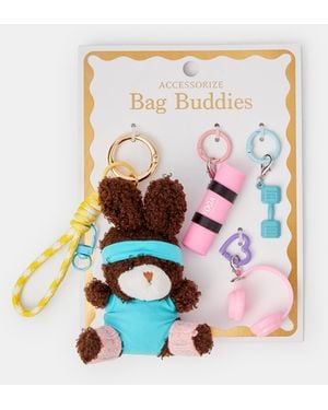 Accessorize Gym Bunny Bag Charm - White