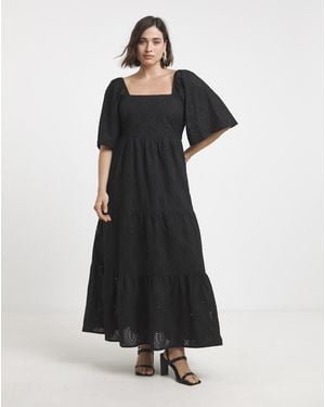 Simply Be Broderie Maxi Dress - Black