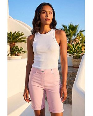 Roman Roman Elastic Waist Turn Up Shorts - Pink