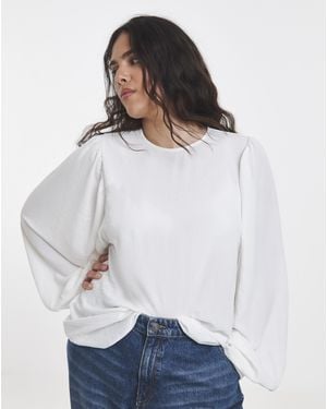 Simply Be Exaggerated Sleeve Blouse - White