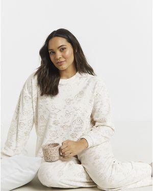 Disney Winnie The Pooh Supersoft Foil Pj Set - White