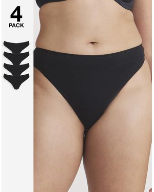 Pretty Secrets 4 Pack Value Cotton Thongs - Black