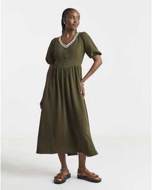 Simply Be Historic Detail Midi Dress - Green