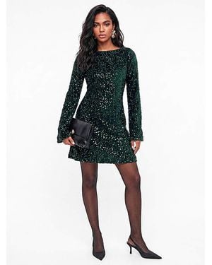 Lovedrobe Sequin Velvet Swing Mini Dress - Blue