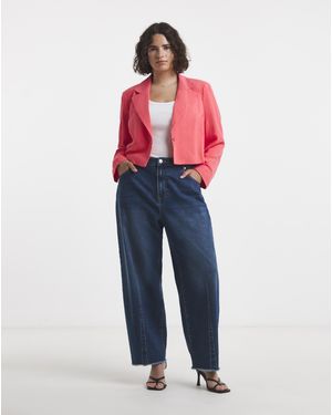 Simply Be Cropped Linen Look Blazer - Red