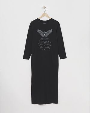 Simply Be Short Sleeve Graphic T-Shirt Dress - Black