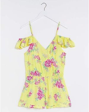 Simply Be Ditsy Floral Beach Playsuit - Yellow