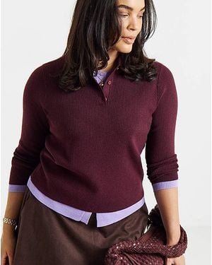 Simply Be 1 Layered Collared Jumper - Purple