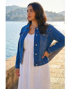 Roman Curve Cotton Jacket - Blue