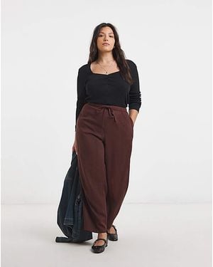 Simply Be Linen Barrel Trouser - Red