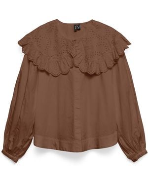 Vero Moda Lilo Collar Woven Blouse - Brown