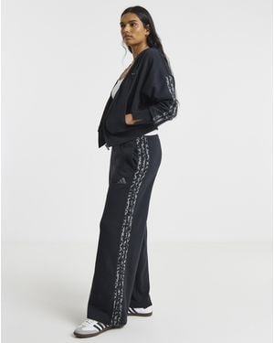 adidas 3 Stripe Leopard Wide Leg Pant - Blue