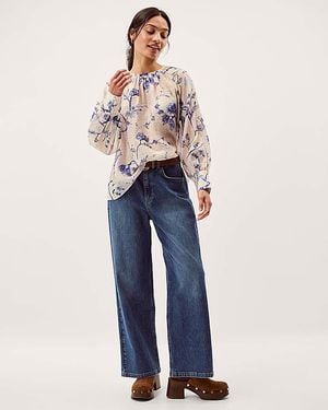 Monsoon Jada Floral Print Blouse - Blue