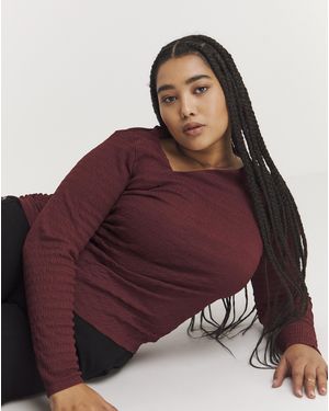 Simply Be Asymmetric Ruched Top - Red
