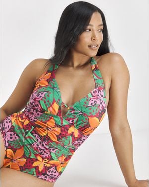 Simply Be Halterneck Swimsuit - Green
