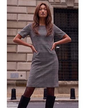 Roman Roman Houndstooth Check Shift Dress - White