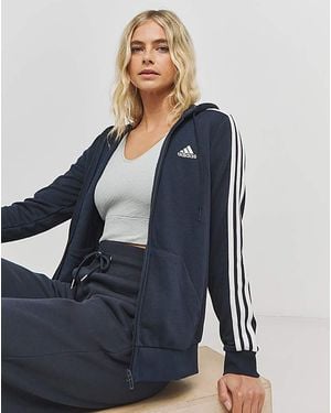 adidas 3 Stripes Full Zip Hoodie - Blue