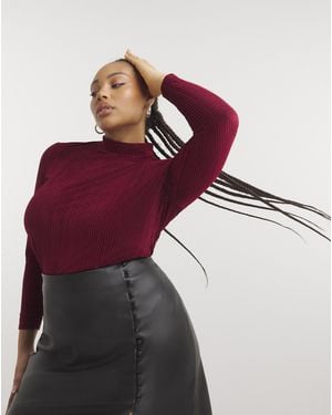 Simply Be Textured Velour High Neck Top
