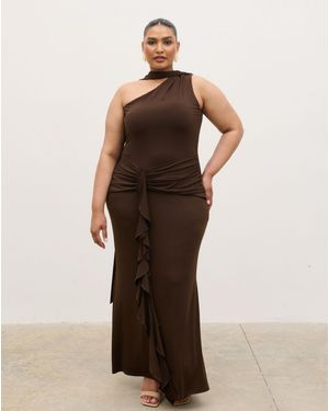 Pretty Lavish Celina Drape Maxi Dress - Brown