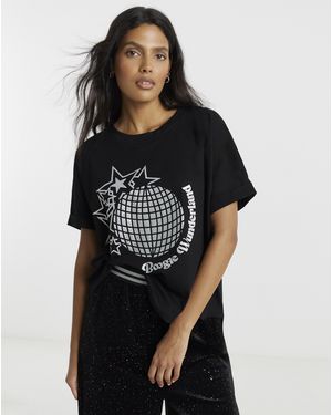 Twisted Wunder Phoebe Foil Print T-Shirt - Black