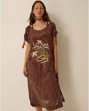 Monsoon La Palma Jacquard Midi Kaftan - Brown